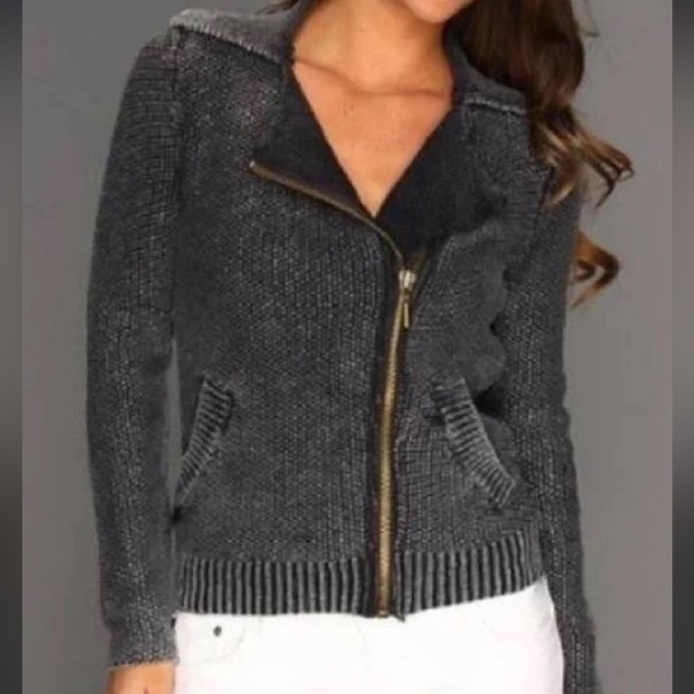 FREE PEOPLE Warm & Cool Knit Moto Jacket